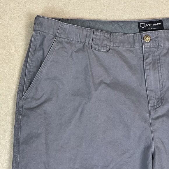 SCOTTeVEST Shorts Mens 46 Gray Eight Pocket Tec Chino Short Relaxed‎ Fit - Picture 2 of 14
